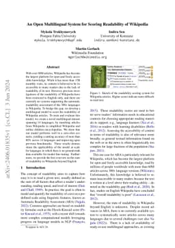 An Open Multilingual System for Scoring Readability of Wikipedia