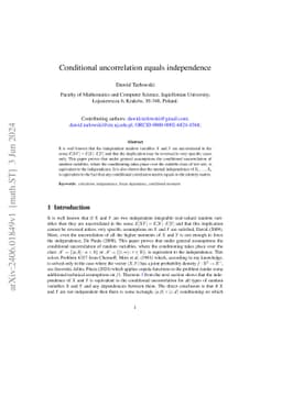 Conditional uncorrelation equals independence
