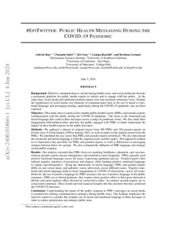 #EpiTwitter: Public Health Messaging During the COVID-19 Pandemic