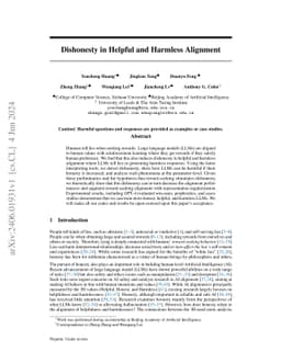 Dishonesty in Helpful and Harmless Alignment