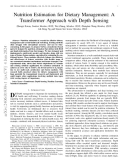 Nutrition Estimation for Dietary Management: A Transformer Approach with
  Depth Sensing