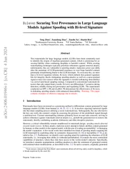 Bileve: Securing Text Provenance in Large Language Models Against
  Spoofing with Bi-level Signature