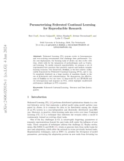 Parameterizing Federated Continual Learning for Reproducible Research