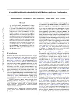 Causal Effect Identification in LiNGAM Models with Latent Confounders