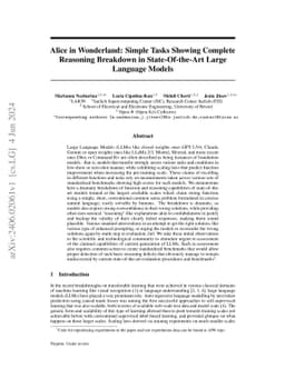Alice in Wonderland: Simple Tasks Showing Complete Reasoning Breakdown in State-Of-the-Art Large Language Models