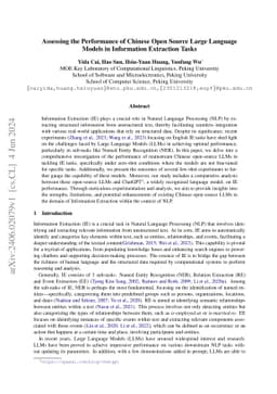 Assessing the Performance of Chinese Open Source Large Language Models
  in Information Extraction Tasks