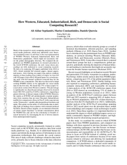 WEIRD ICWSM: How Western, Educated, Industrialized, Rich, and Democratic
  is Social Computing Research?