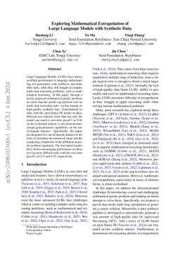 Exploring Mathematical Extrapolation of Large Language Models with
  Synthetic Data