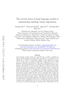 The current status of large language models in summarizing radiology
  report impressions