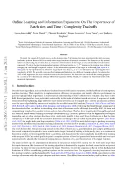 Online Learning and Information Exponents: On The Importance of Batch
  size, and Time/Complexity Tradeoffs