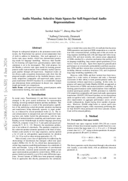 Audio Mamba: Selective State Spaces for Self-Supervised Audio
  Representations