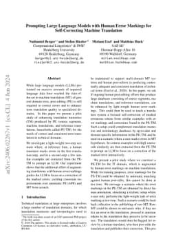 Prompting Large Language Models with Human Error Markings for
  Self-Correcting Machine Translation