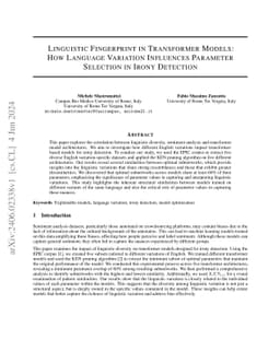Linguistic Fingerprint in Transformer Models: How Language Variation
  Influences Parameter Selection in Irony Detection