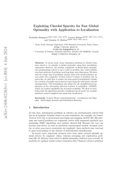 Exploiting Chordal Sparsity for Fast Global Optimality with Application to Localization