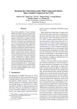 Retaining Key Information under High Compression Ratios: Query-Guided
  Compressor for LLMs