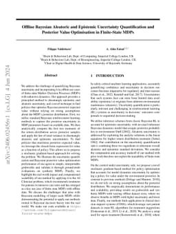 Offline Bayesian Aleatoric and Epistemic Uncertainty Quantification and
  Posterior Value Optimisation in Finite-State MDPs