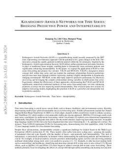 Kolmogorov-Arnold Networks for Time Series: Bridging Predictive Power
  and Interpretability