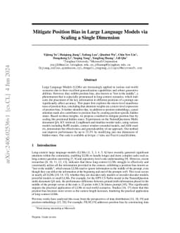 Mitigate Position Bias in Large Language Models via Scaling a Single
  Dimension