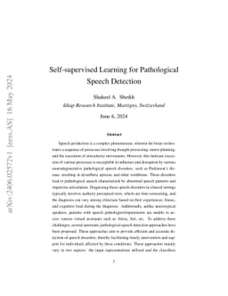 Selfsupervised learning for pathological speech detection