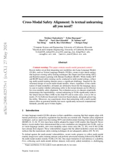 Cross-Modal Safety Alignment: Is textual unlearning all you need?