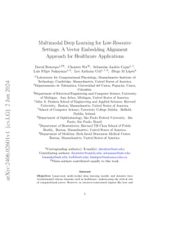 Multimodal Deep Learning for Low-Resource Settings: A Vector Embedding
  Alignment Approach for Healthcare Applications