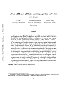 LOLA: LLM-Assisted Online Learning Algorithm for Content Experiments
