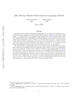 Edit Distance Robust Watermarks for Language Models