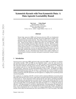 Symmetric Kernels with Non-Symmetric Data: A Data-Agnostic Learnability
  Bound