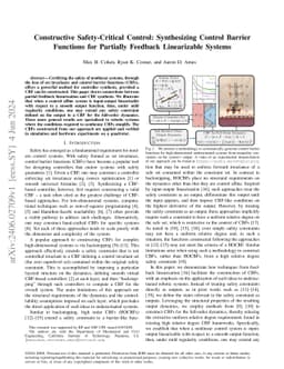 Constructive Safety-Critical Control: Synthesizing Control Barrier
  Functions for Partially Feedback Linearizable Systems