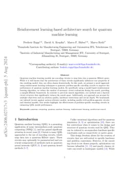 Reinforcement learning-based architecture search for quantum machine
  learning