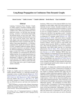 Long Range Propagation on Continuous-Time Dynamic Graphs
