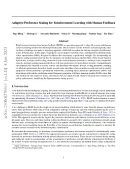 Adaptive Preference Scaling for Reinforcement Learning with Human
  Feedback