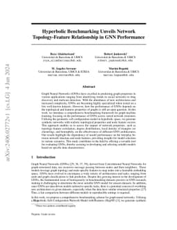 Hyperbolic Benchmarking Unveils Network Topology-Feature Relationship in
  GNN Performance