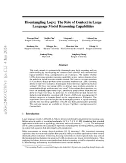 Disentangling Logic: The Role of Context in Large Language Model
  Reasoning Capabilities