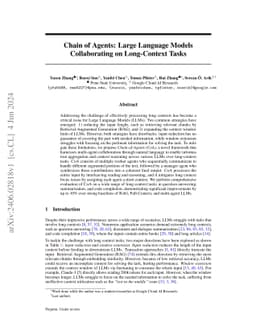 Chain of Agents: Large Language Models Collaborating on Long-Context
  Tasks