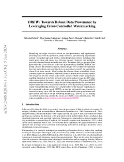 DREW : Towards Robust Data Provenance by Leveraging Error-Controlled
  Watermarking