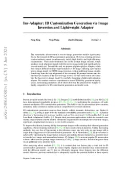 Inv-Adapter: ID Customization Generation via Image Inversion and
  Lightweight Adapter