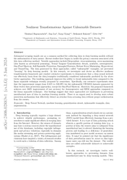 Nonlinear Transformations Against Unlearnable Datasets