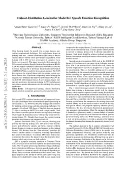 Dataset-Distillation Generative Model for Speech Emotion Recognition