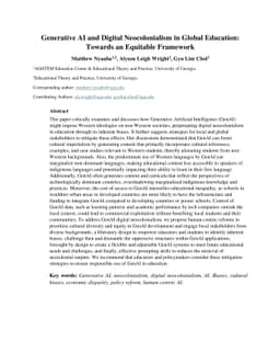 Generative AI and Digital Neocolonialism in Global Education: Towards an
  Equitable Framework