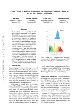 From Tarzan to Tolkien: Controlling the Language Proficiency Level of
  LLMs for Content Generation