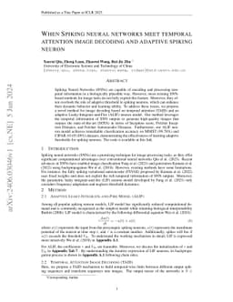 When Spiking neural networks meet temporal attention image decoding and
  adaptive spiking neuron