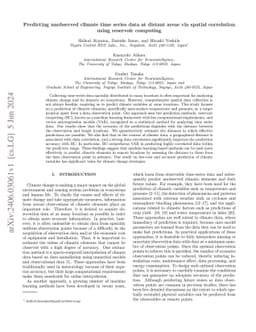 Predicting unobserved climate time series data at distant areas via
  spatial correlation using reservoir computing