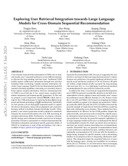 Exploring User Retrieval Integration towards Large Language Models for
  Cross-Domain Sequential Recommendation