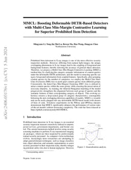 MMCL: Boosting Deformable DETR-Based Detectors with Multi-Class
  Min-Margin Contrastive Learning for Superior Prohibited Item Detection