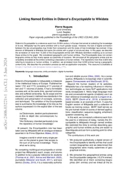 Linking Named Entities in Diderot's \textit{Encyclopédie} to Wikidata