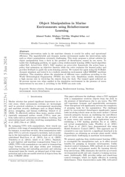 Object Manipulation in Marine Environments using Reinforcement Learning