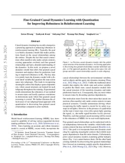 Fine-Grained Causal Dynamics Learning with Quantization for Improving
  Robustness in Reinforcement Learning