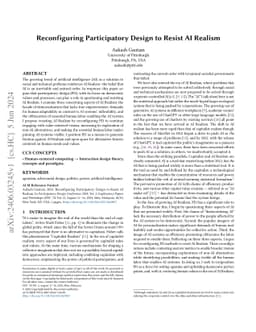 Reconfiguring Participatory Design to Resist AI Realism
