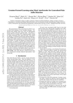 Genuine-Focused Learning using Mask AutoEncoder for Generalized Fake
  Audio Detection